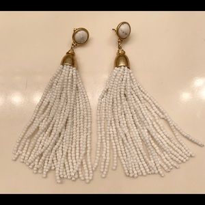 Stella and Dot white tassel earrings